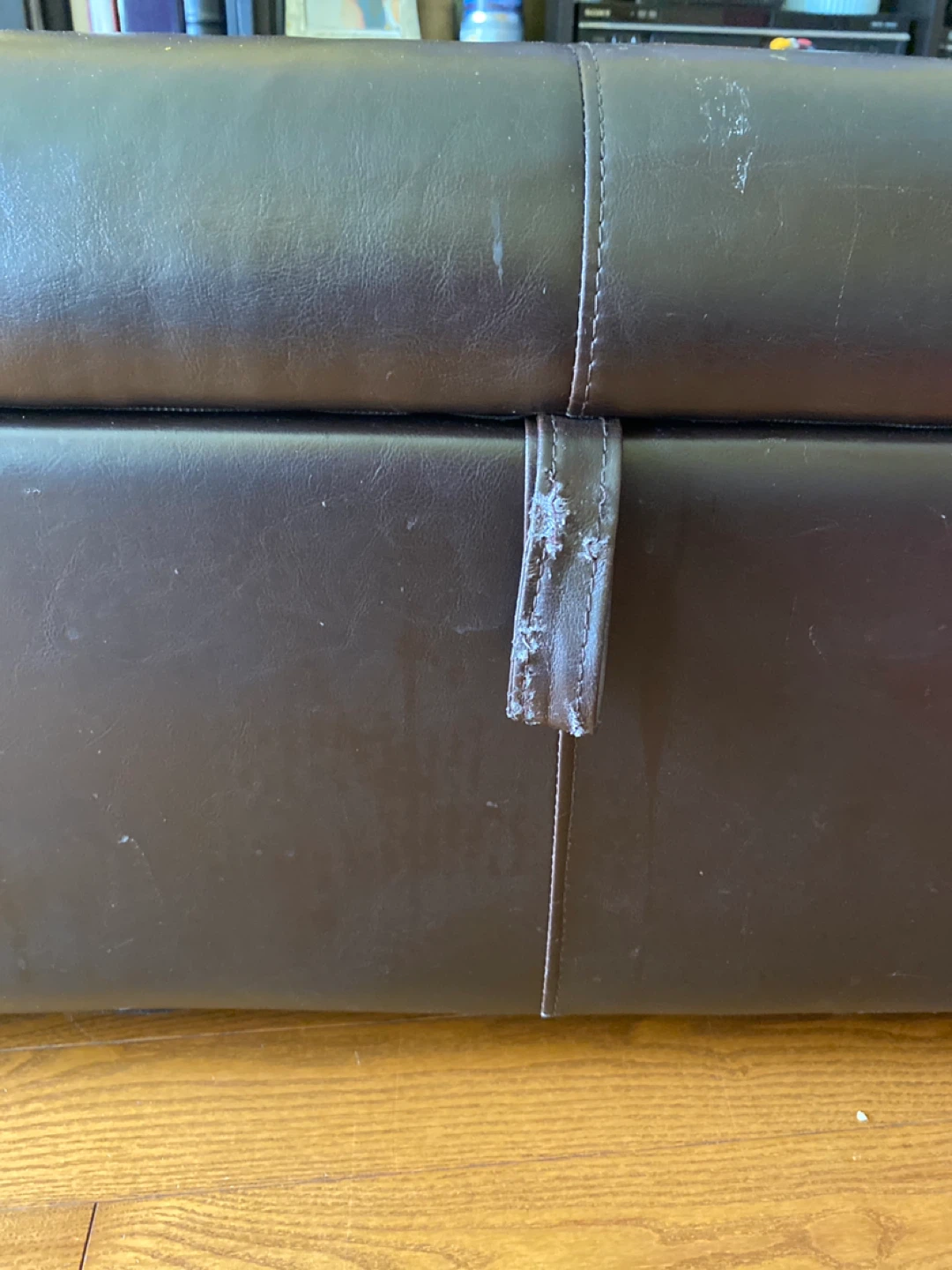 Dark Brown Faux Leather Storage Ottoman Bench - photo 4