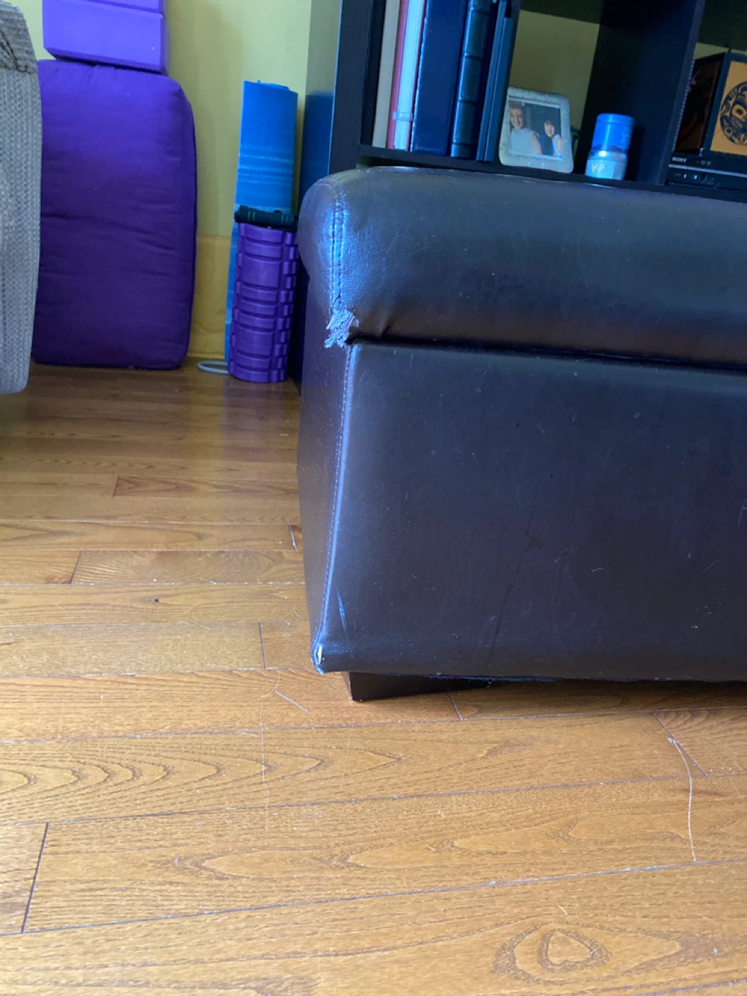 Dark Brown Faux Leather Storage Ottoman Bench - photo 5