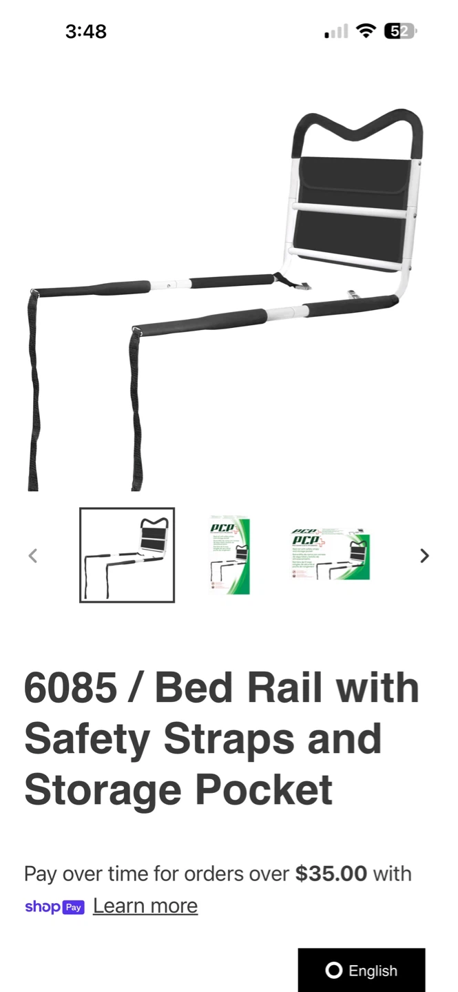 PCP Medical 6085 Bed Rail with Safety Straps and Storage Pocket - photo 3