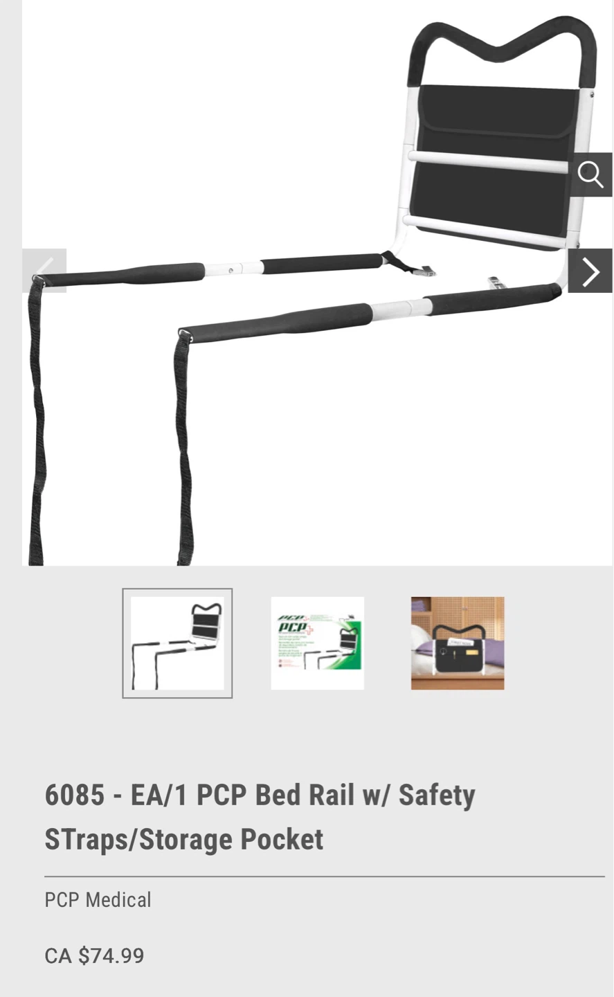 PCP Medical 6085 Bed Rail with Safety Straps and Storage Pocket - photo 2