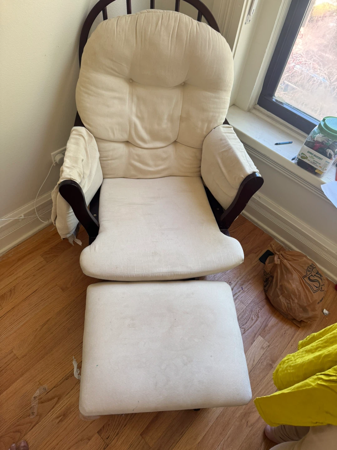Cream Glider Rocking Chair with Ottoman - photo 4