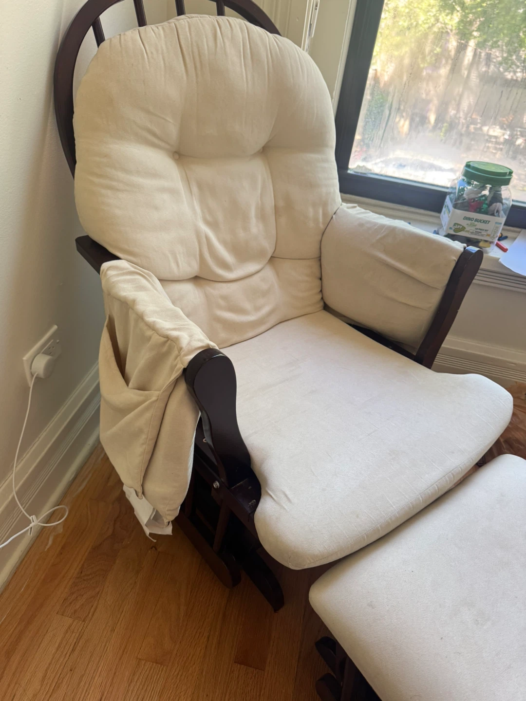Cream Glider Rocking Chair with Ottoman - photo 3