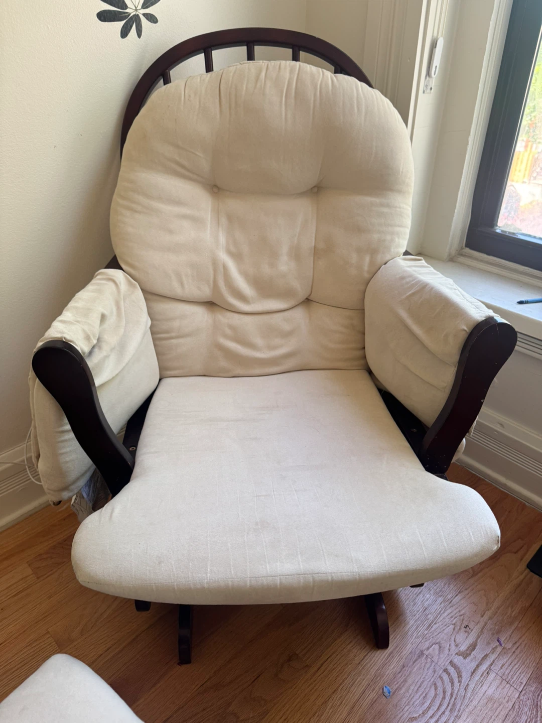 Cream Glider Rocking Chair with Ottoman