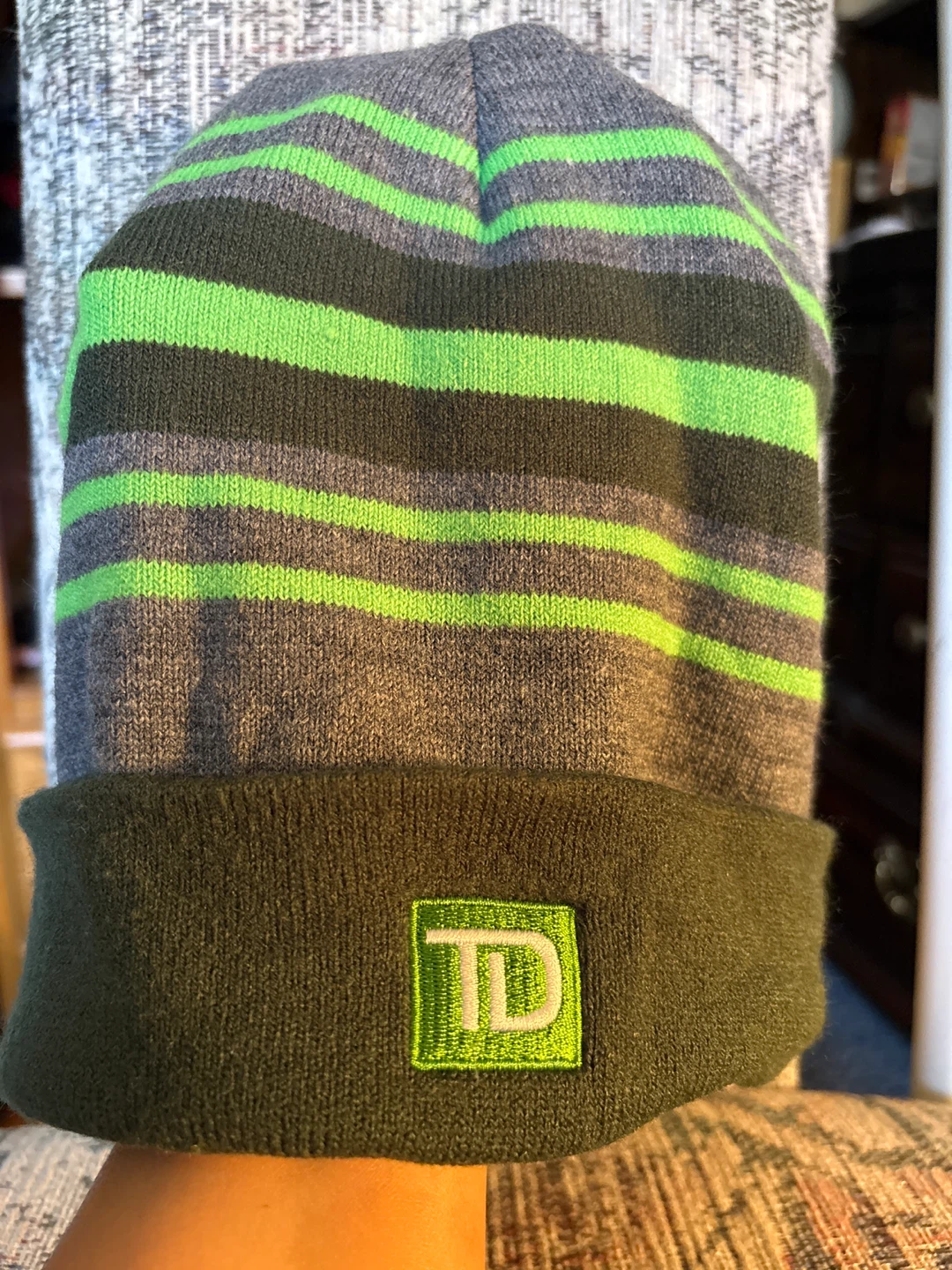 TD Bank Striped Beanie Hat