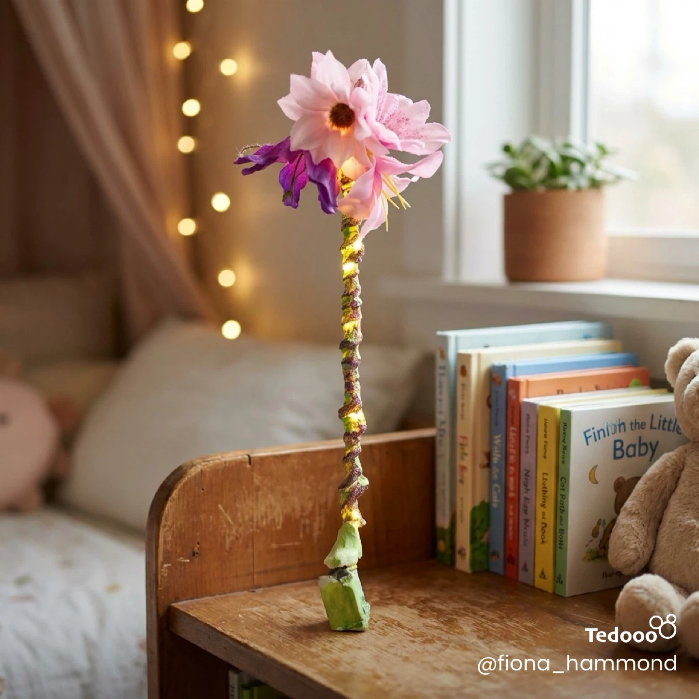 Fairy Wand with Flowers and Lights