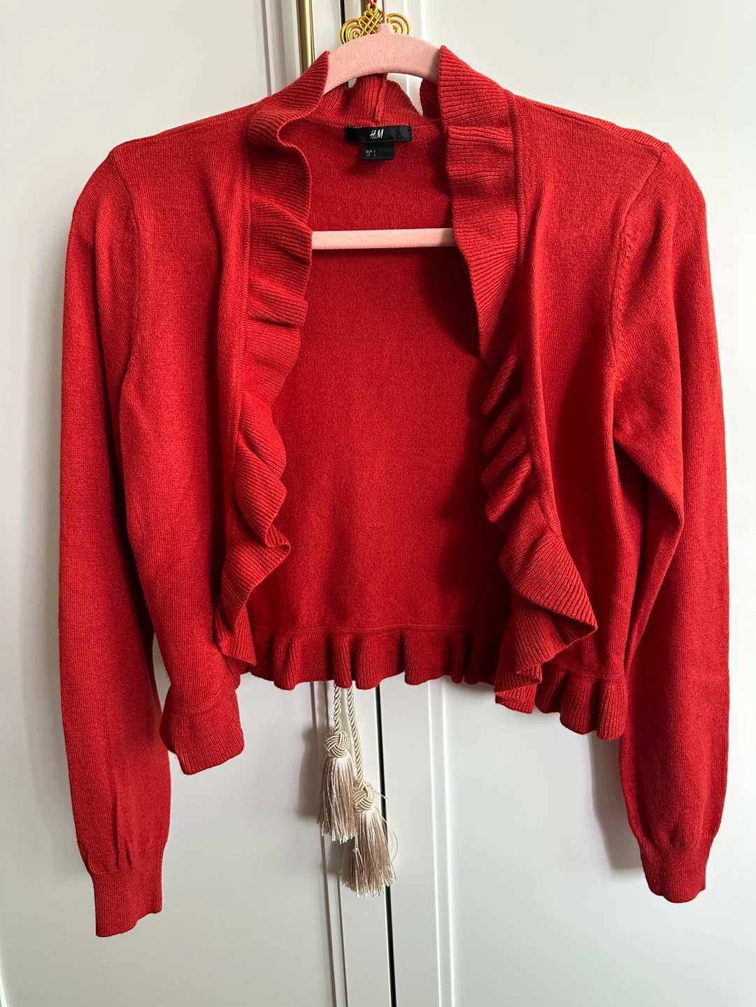 Red orange brick H&M Ruffle Cardigan Size L