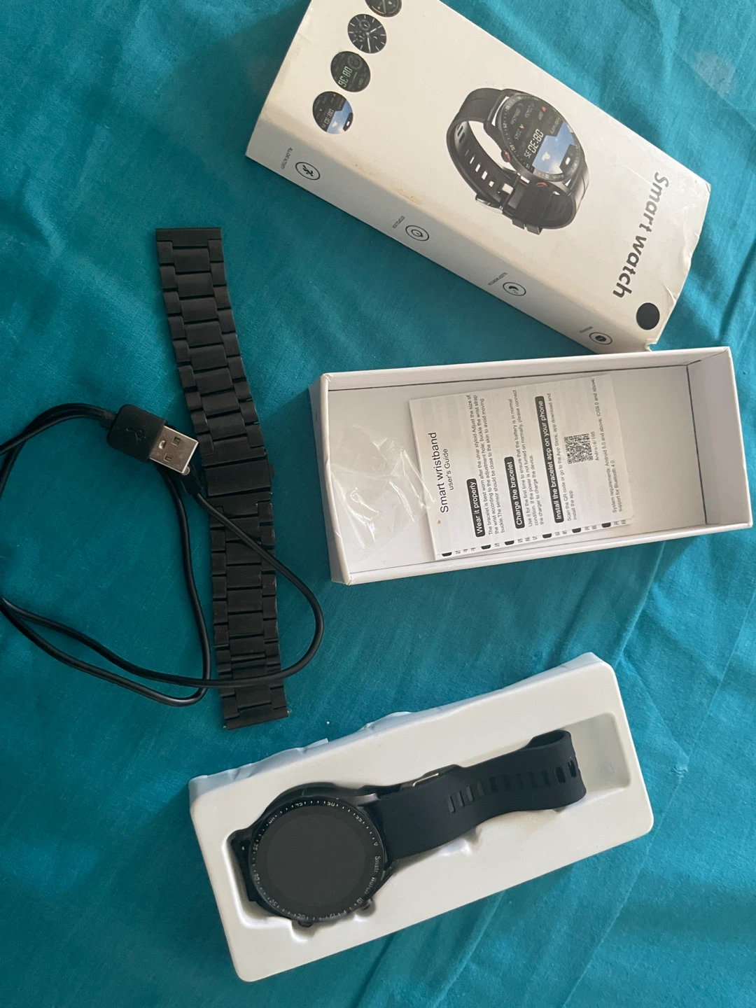 Black Smart Watch with Charging Cable and Extra Band - photo 2