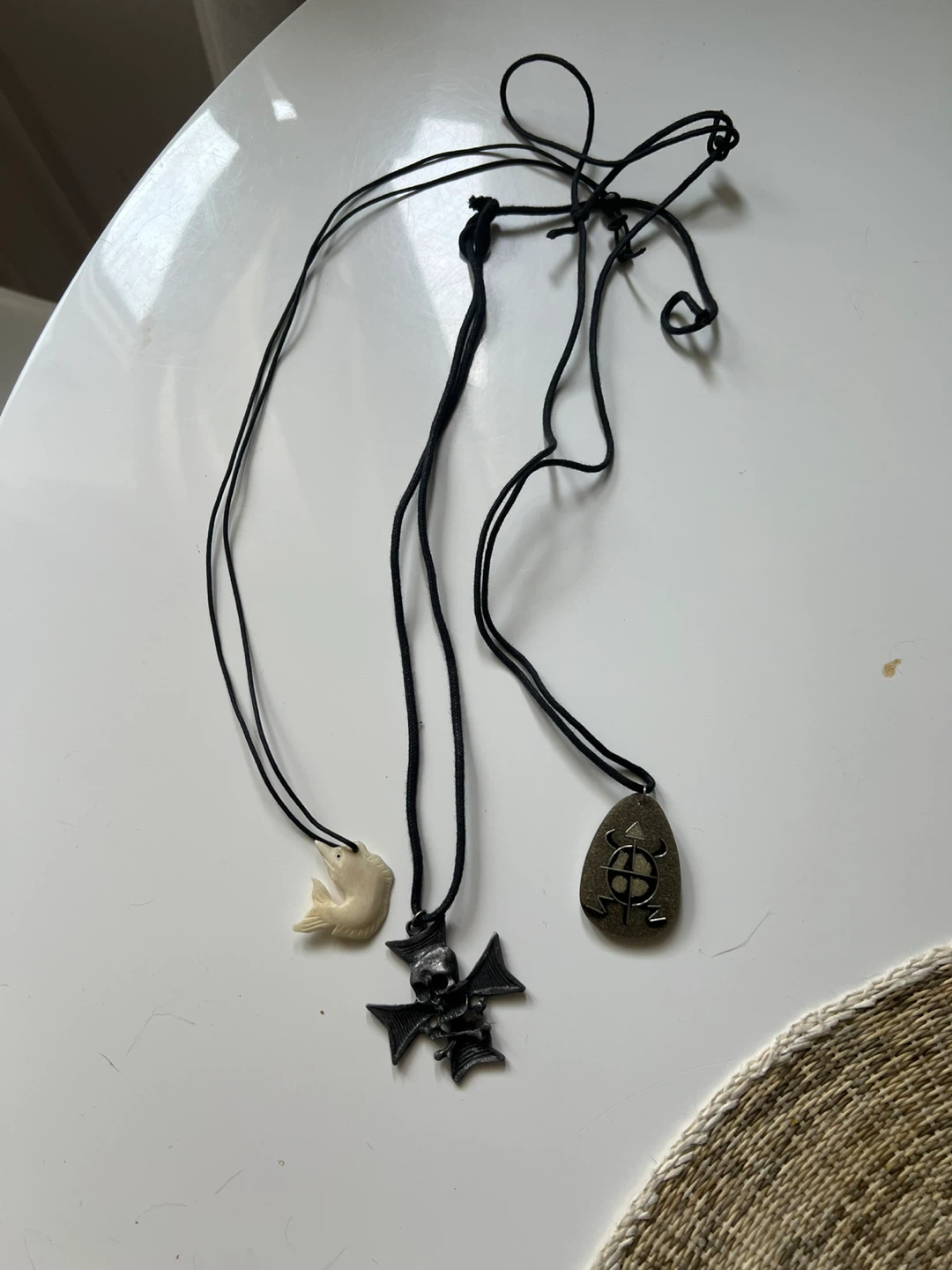 3 Pendants on Black Cords