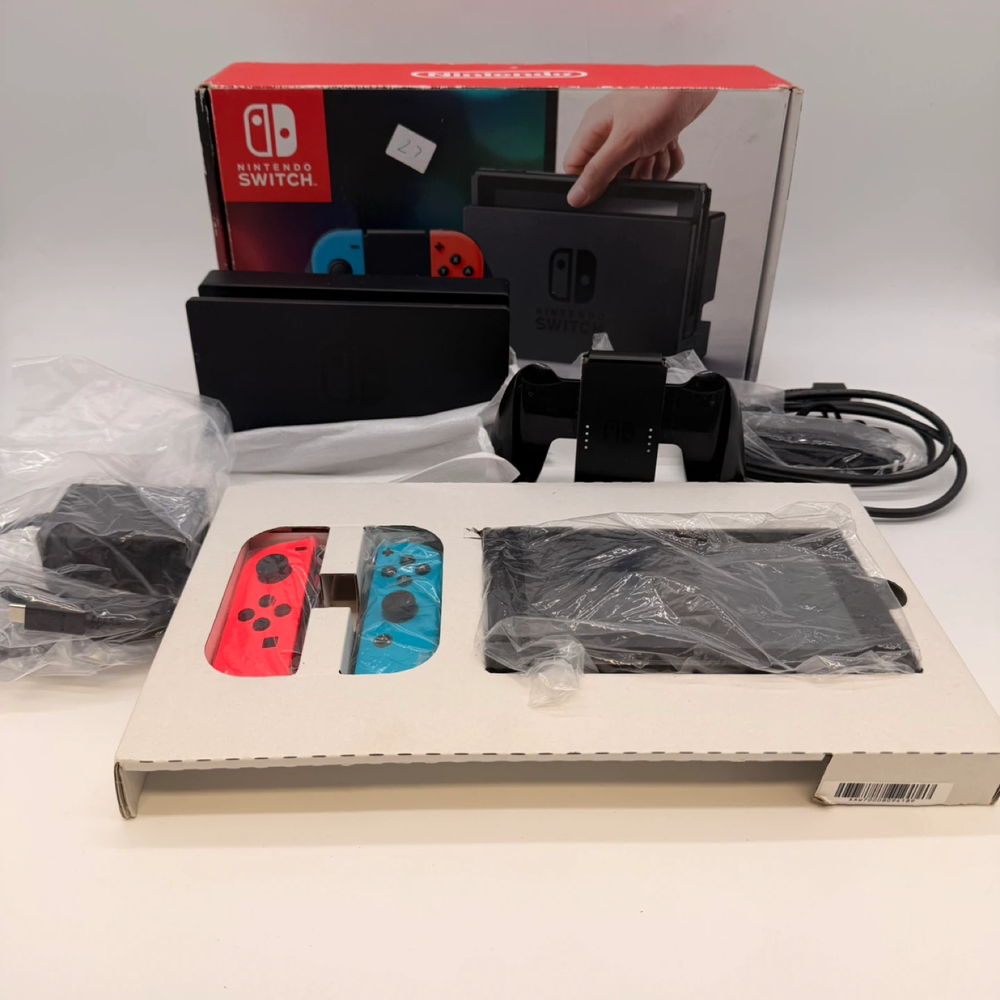 Nintendo Switch Console Neon Red Blue Complete Bundle Like New