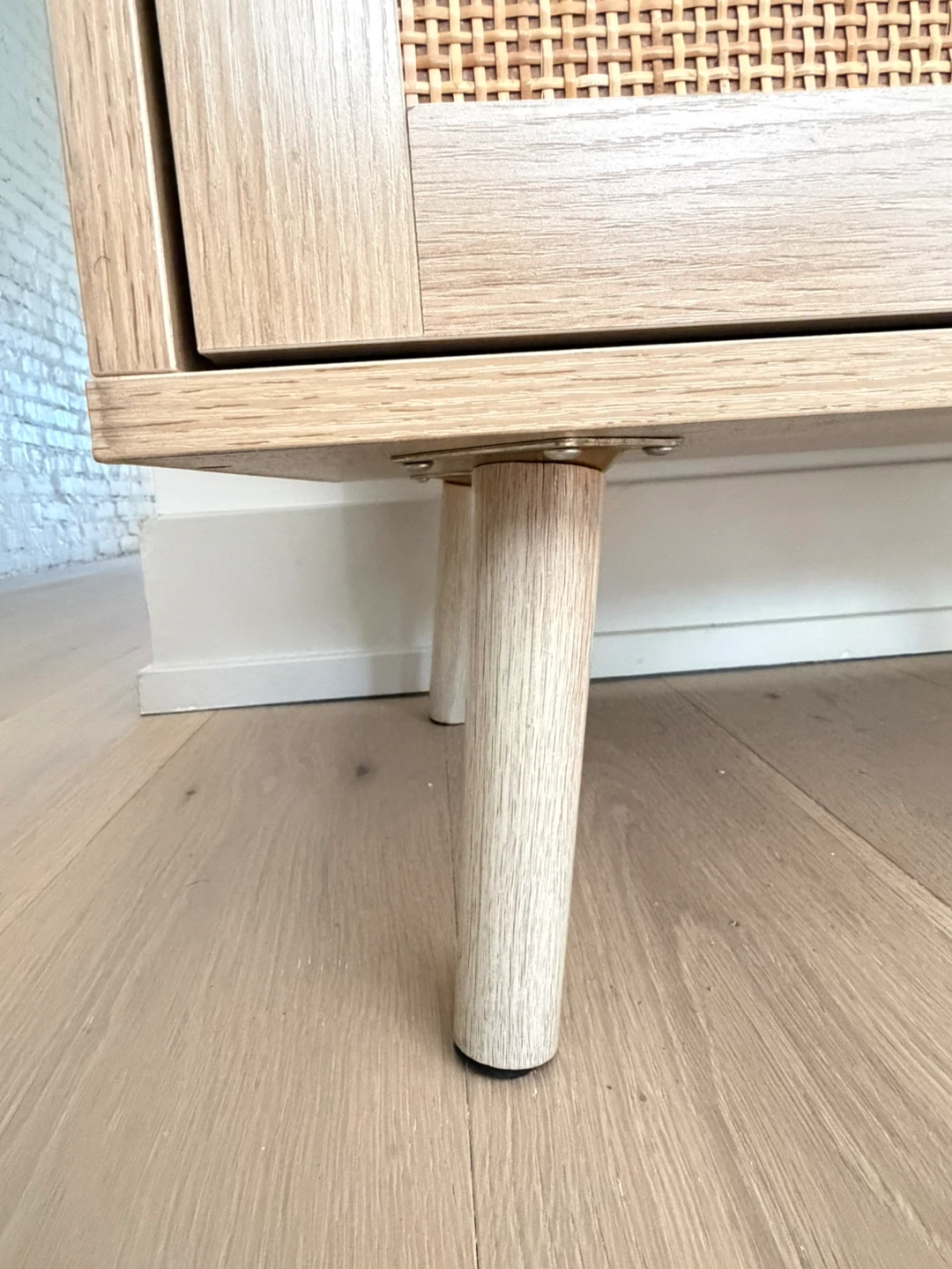 Mid-Century Rattan TV Console — Natural Oak - photo 3