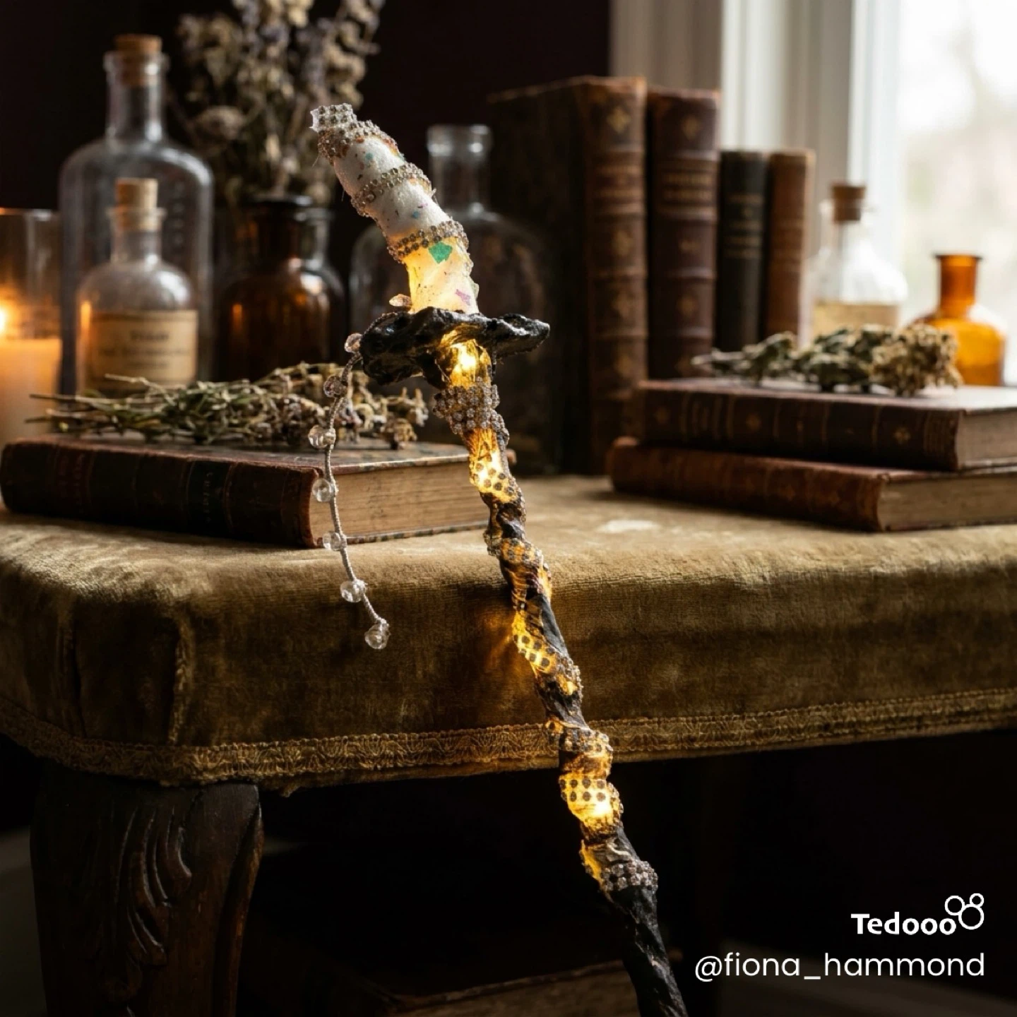 Handmade Decorative Wand with Lights and Gems