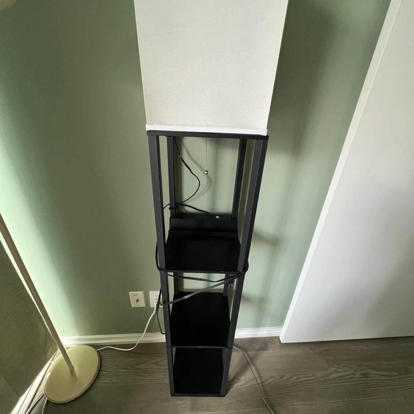 Black Floor Lamp with Shelves and USB Ports