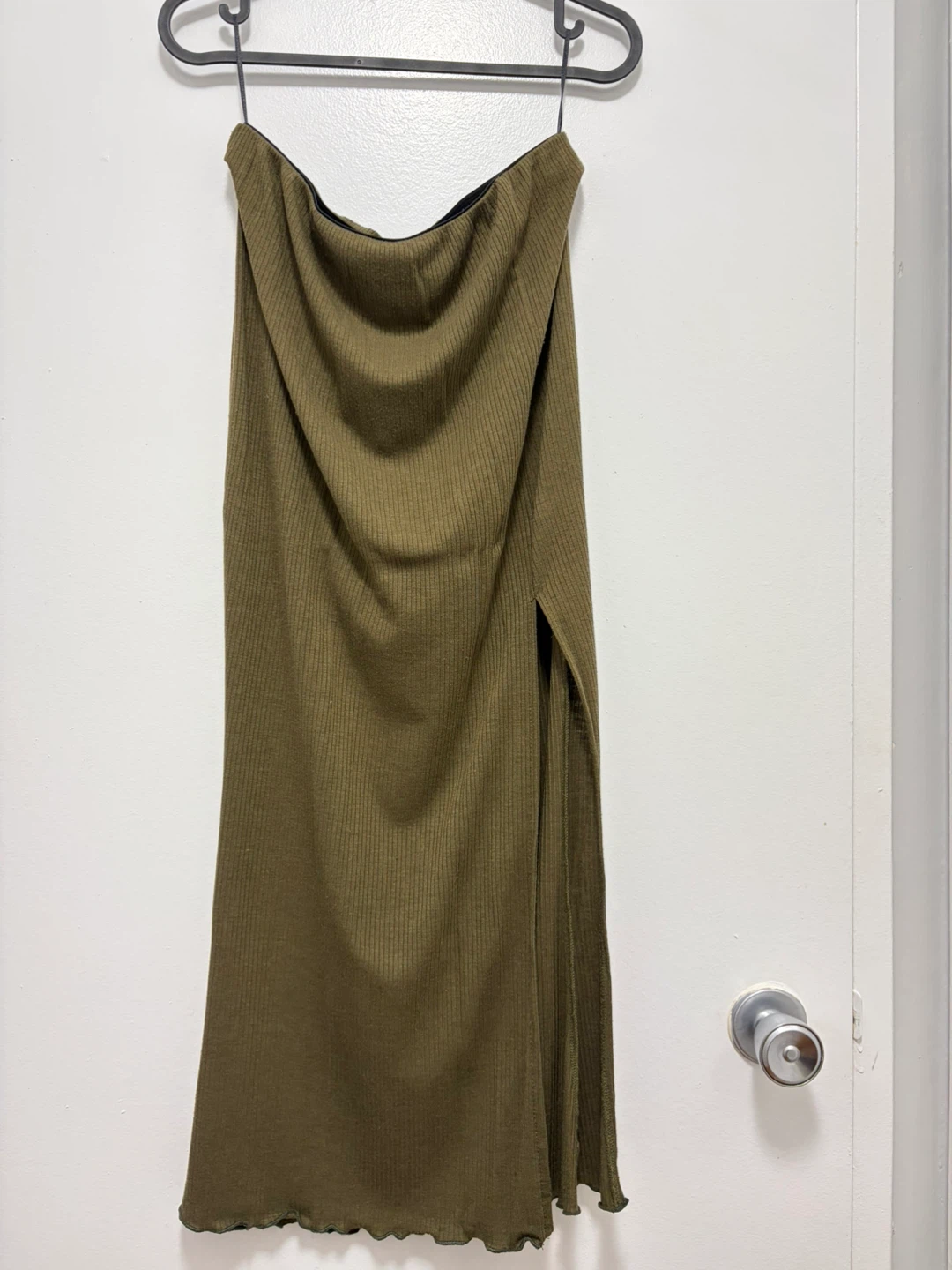 Ribbed Maxi Skirt - Olive Green - photo 2