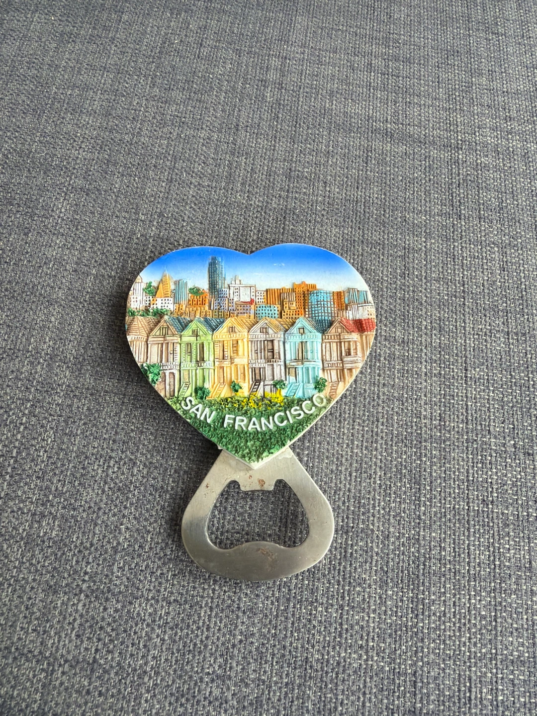 San Francisco Heart Shaped Bottle Opener Magnet