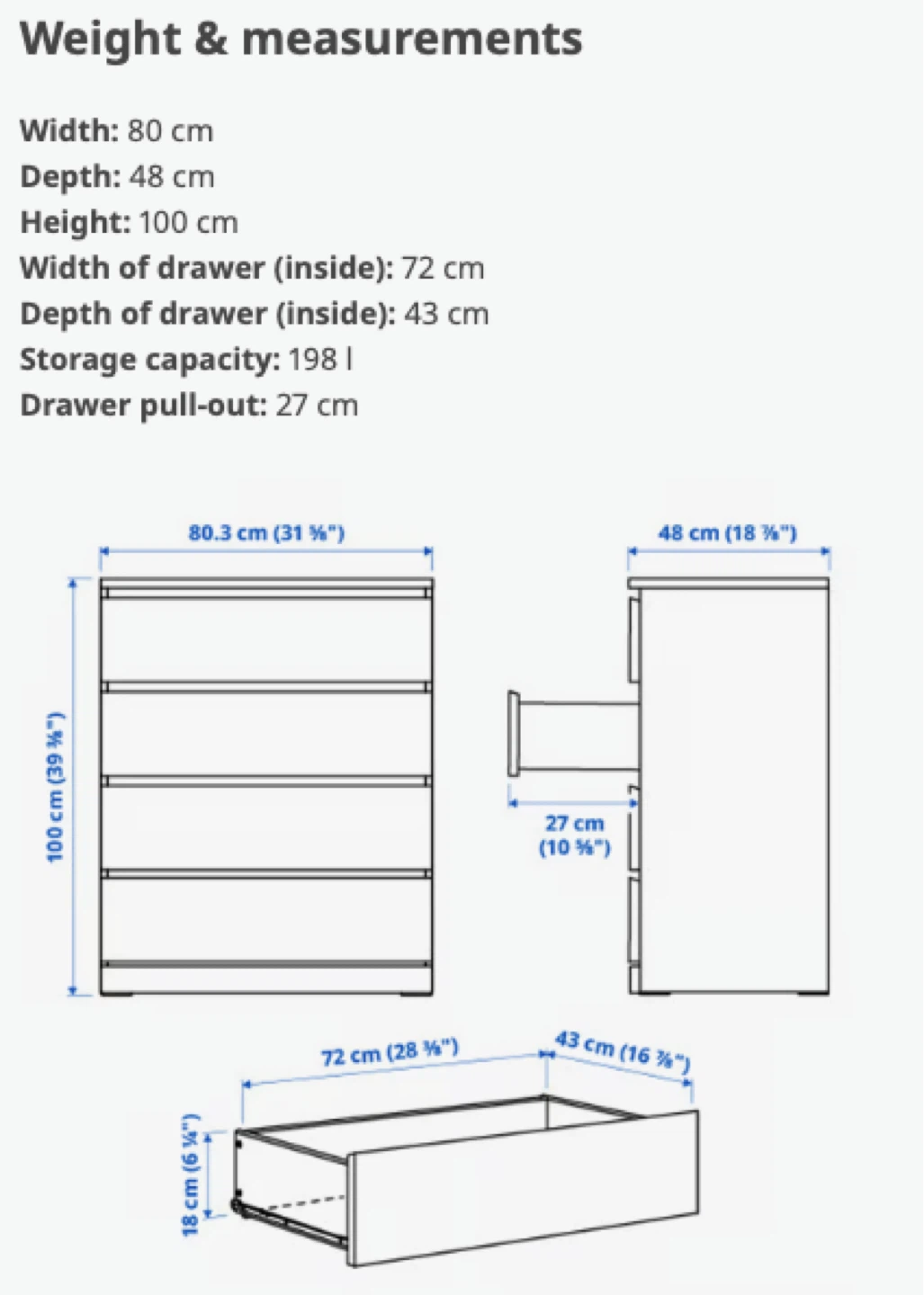 Ikea 4 drawer chest/dresser white - photo 5