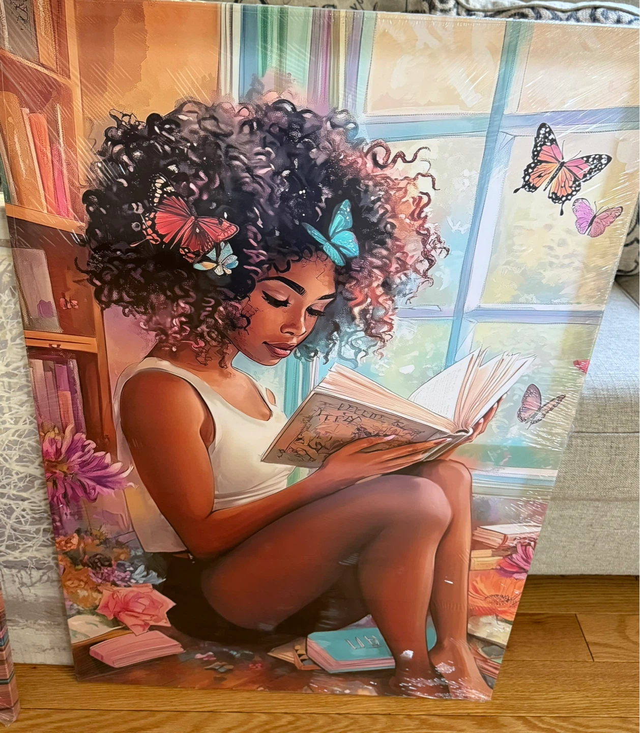 African American Wall Art - Black Girl Reading Book Canvas Print - photo 2