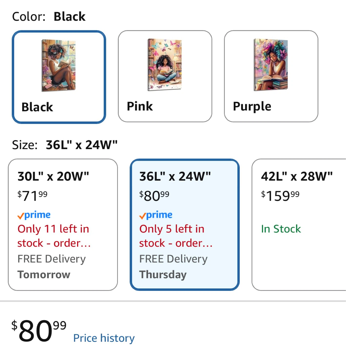 African American Wall Art - Black Girl Reading Book Canvas Print - photo 4