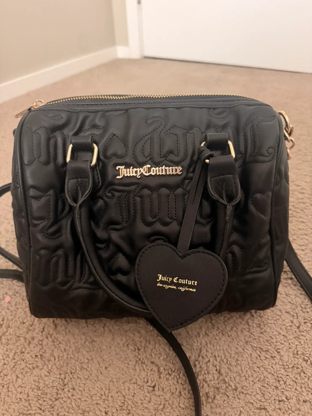 Juicy Couture Black Quilted Satchel Handbag