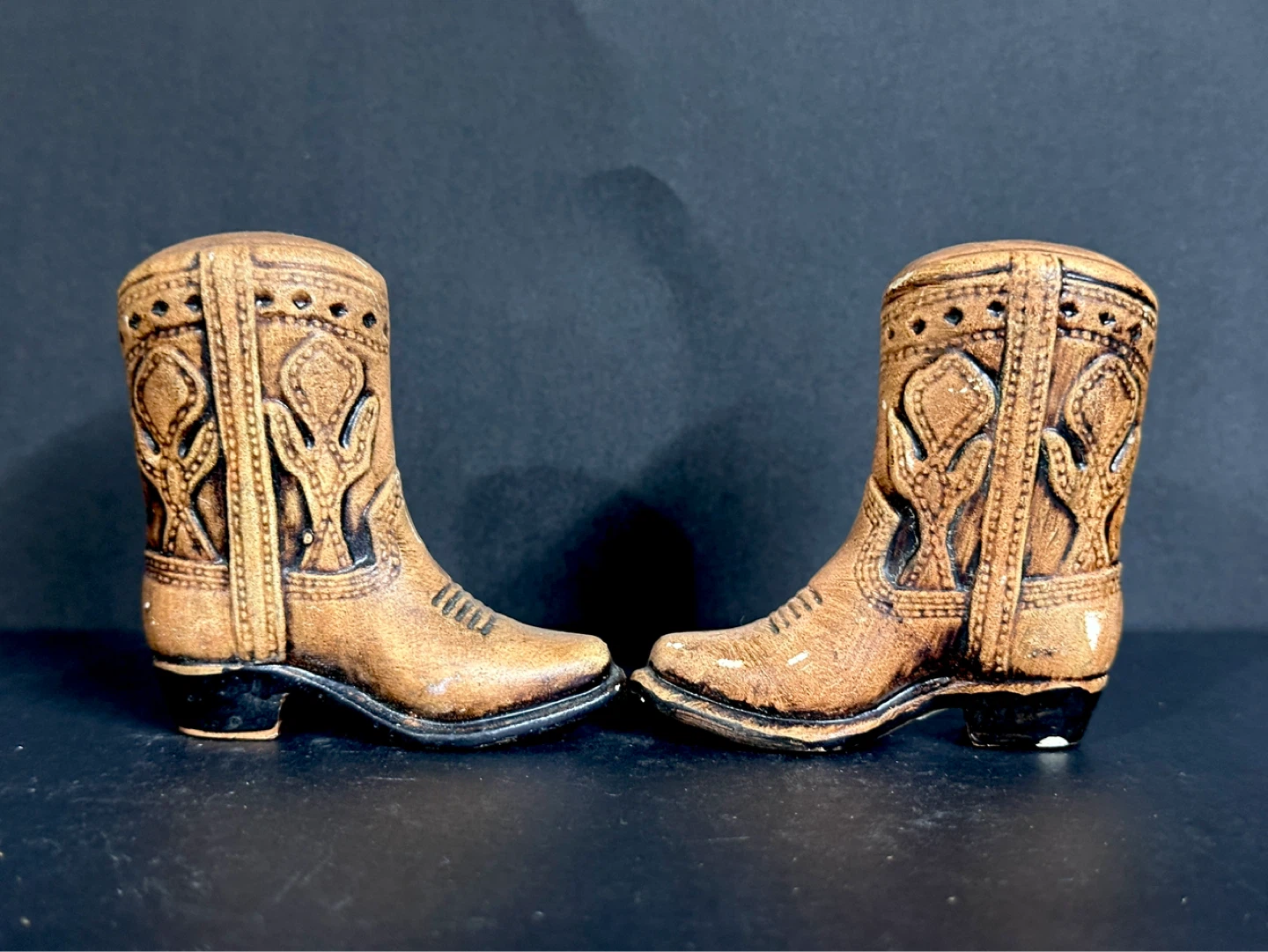 Ceramic Nebraska Cowboy Boot Salt and Pepper Shakers Western - photo 2