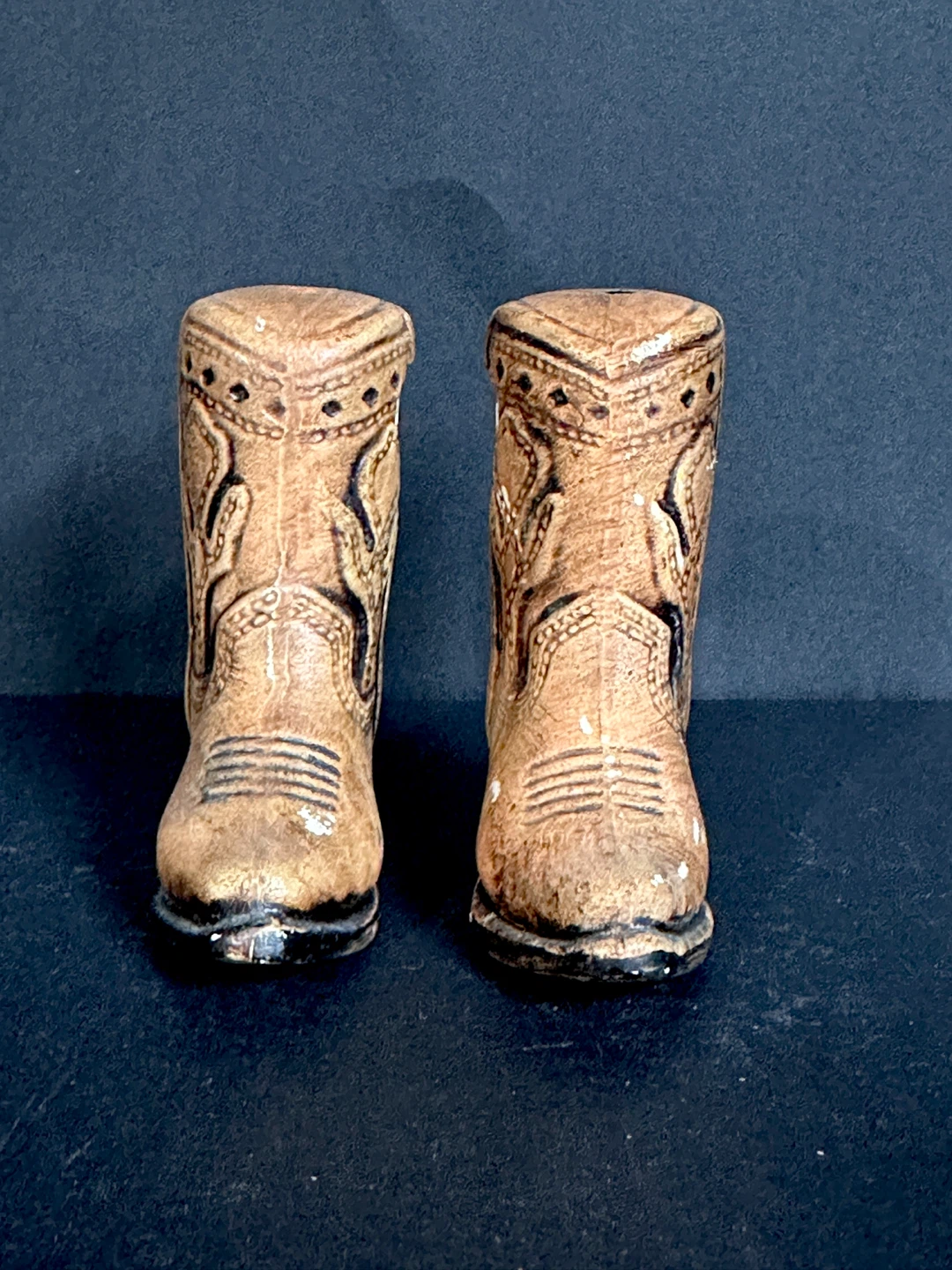 Ceramic Nebraska Cowboy Boot Salt and Pepper Shakers Western - photo 3