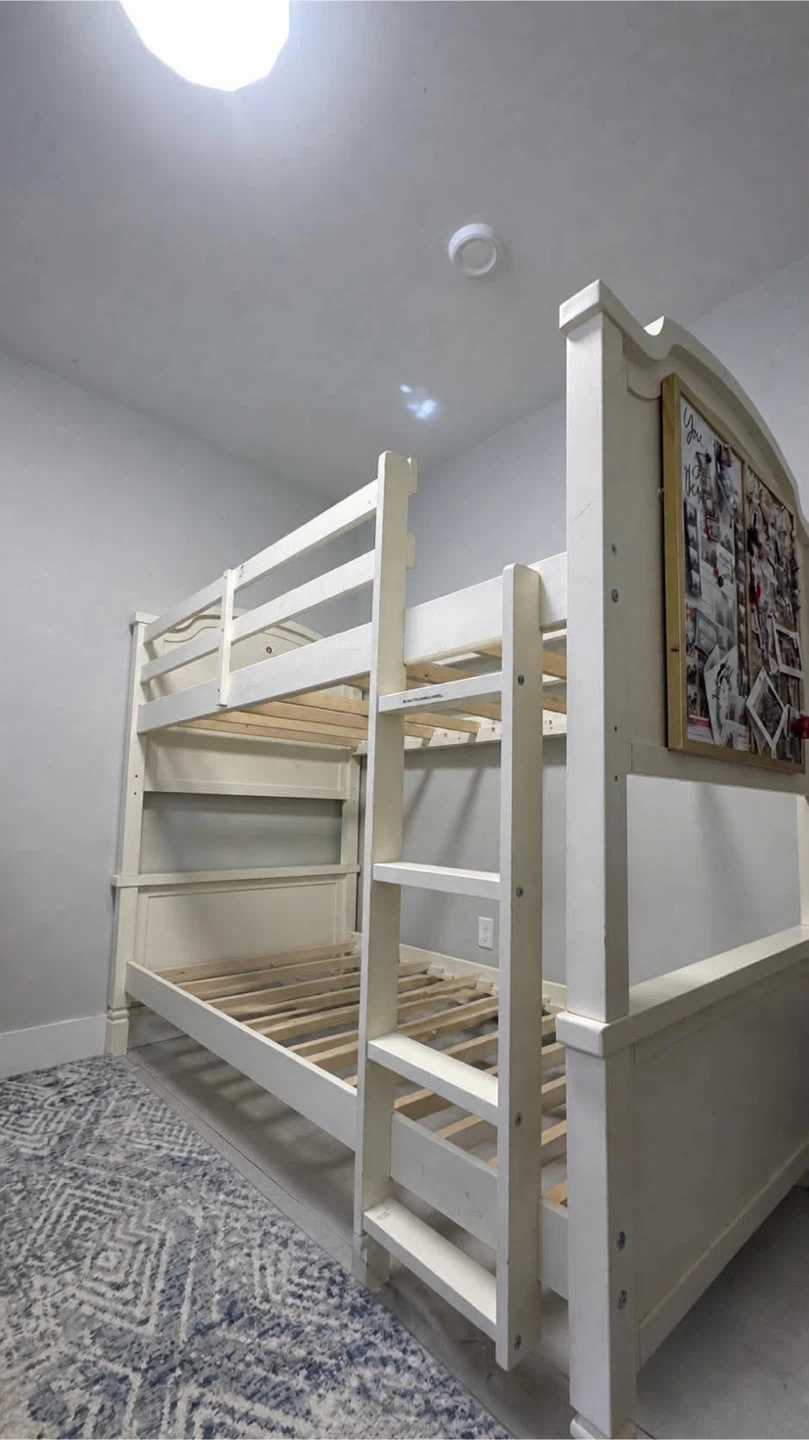 White Wooden Twin Bunk Bed Frame