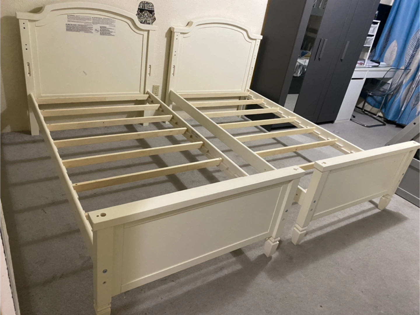 White Wooden Twin Bunk Bed Frame - photo 2