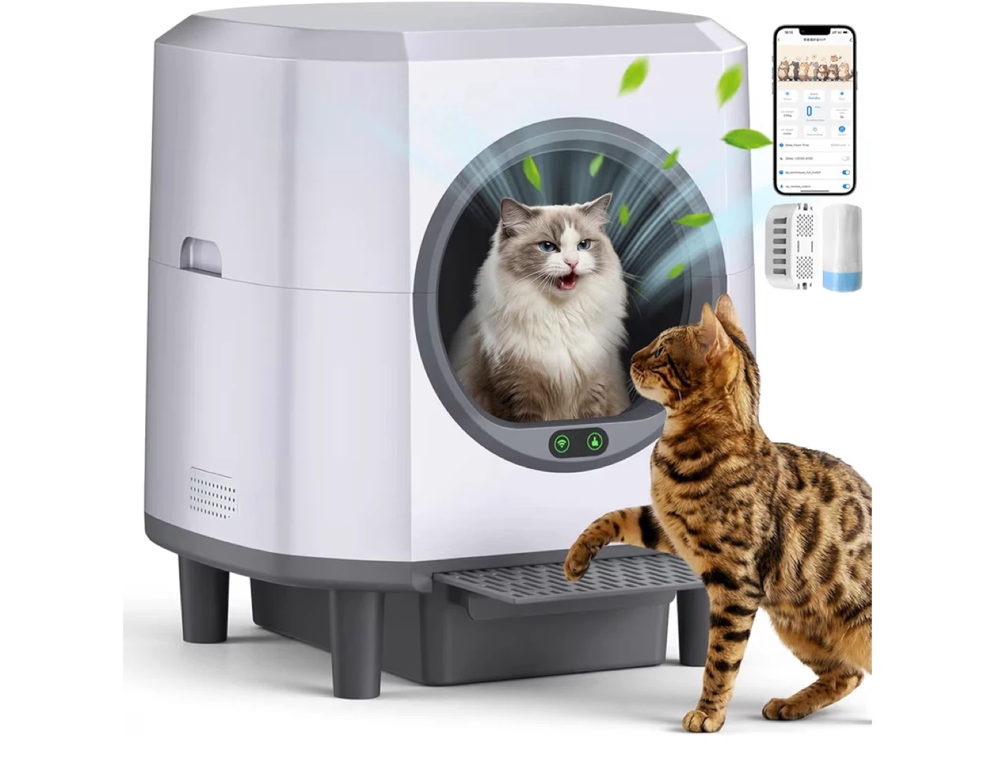 Automatic Cat Litter Box - Large Capacity 90L, Smart App Control
