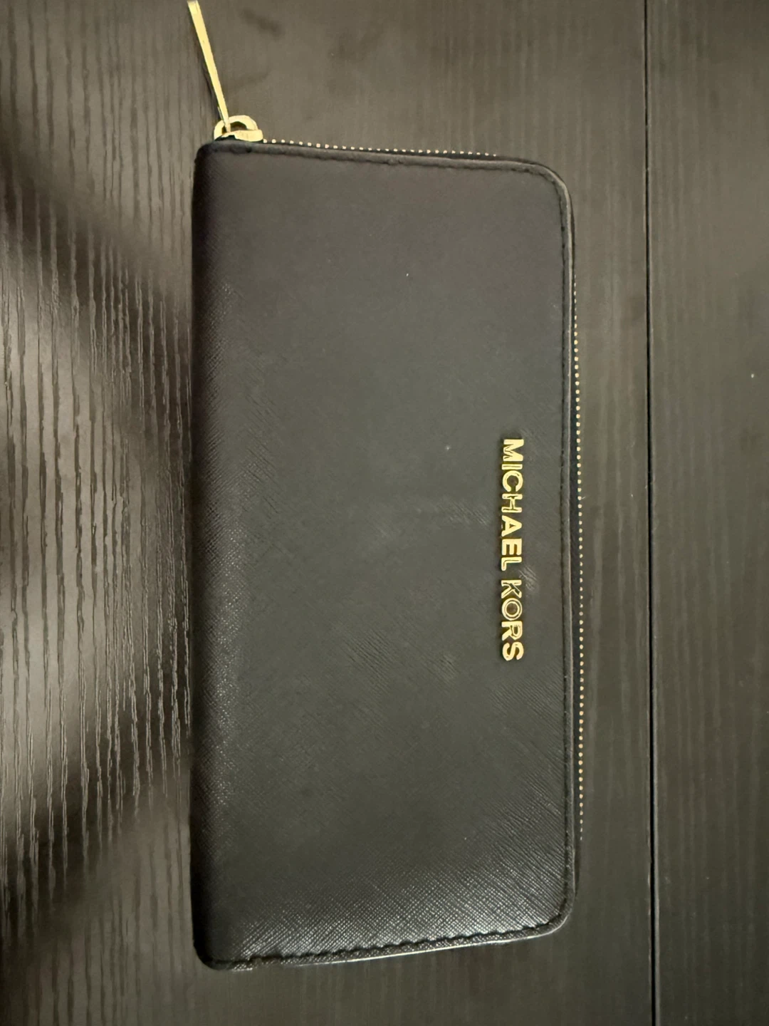 Michael Kors Black Saffiano Leather Zip Around Wallet