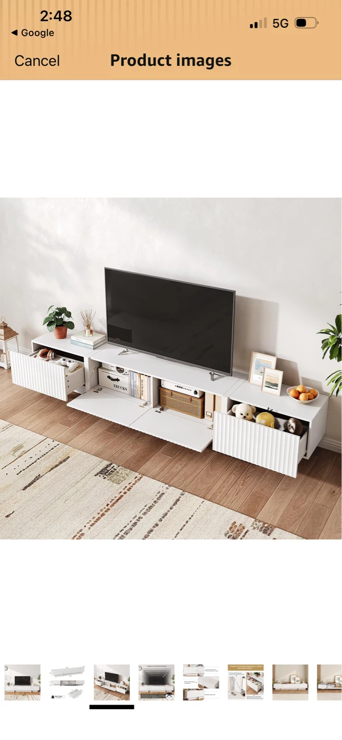 New 98 Inch White Fluted TV Stand Fits 55”-95” TVs - photo 3