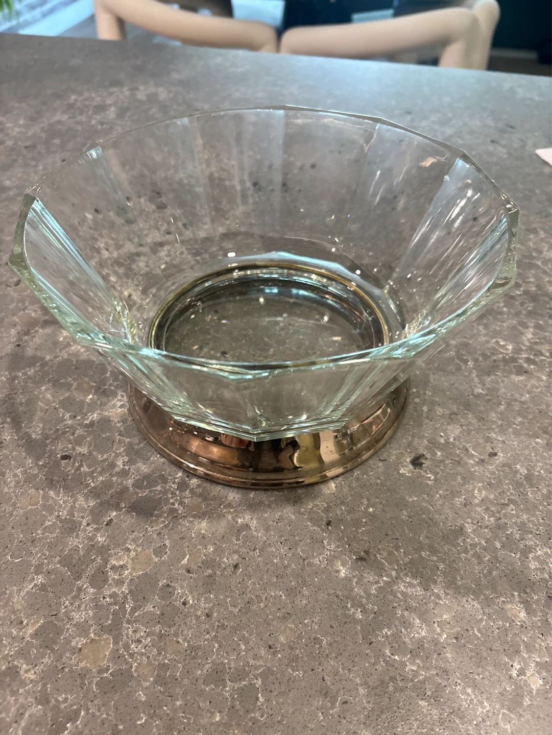 Glass Serving Bowl with Silver-Tone Base