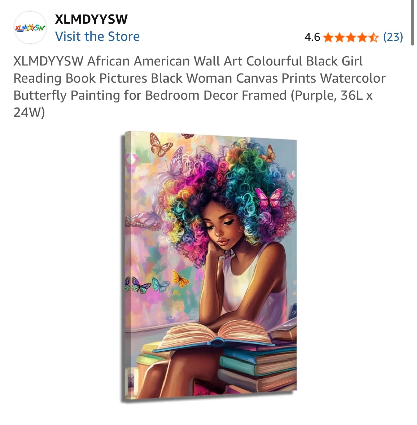 African American Girl Reading Book Wall Art Canvas - photo 4
