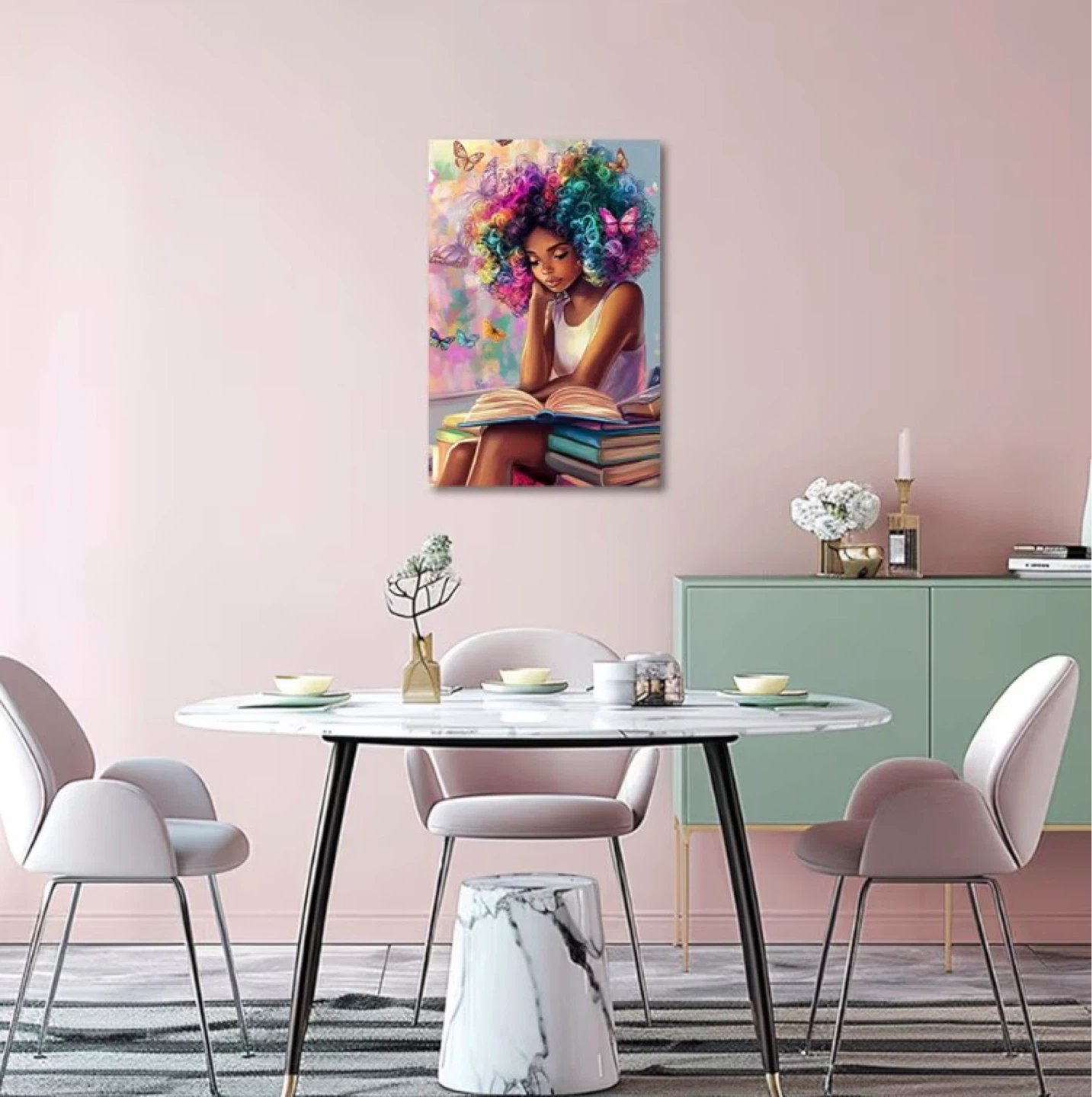African American Girl Reading Book Wall Art Canvas - photo 3