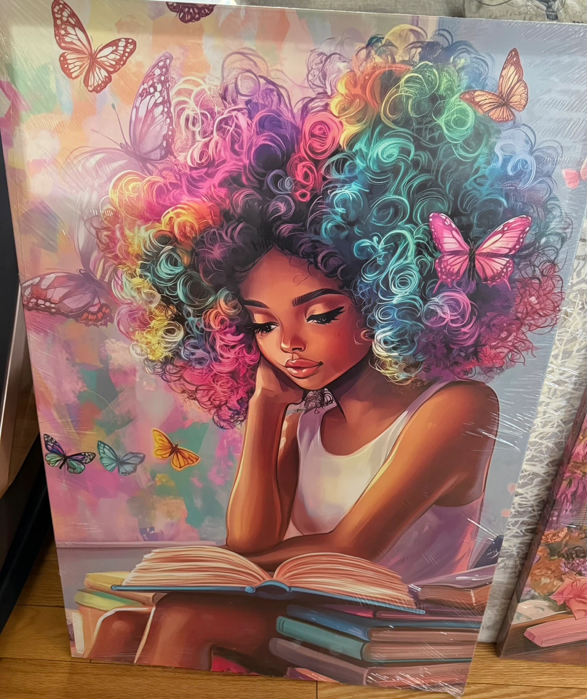 African American Girl Reading Book Wall Art Canvas - photo 2