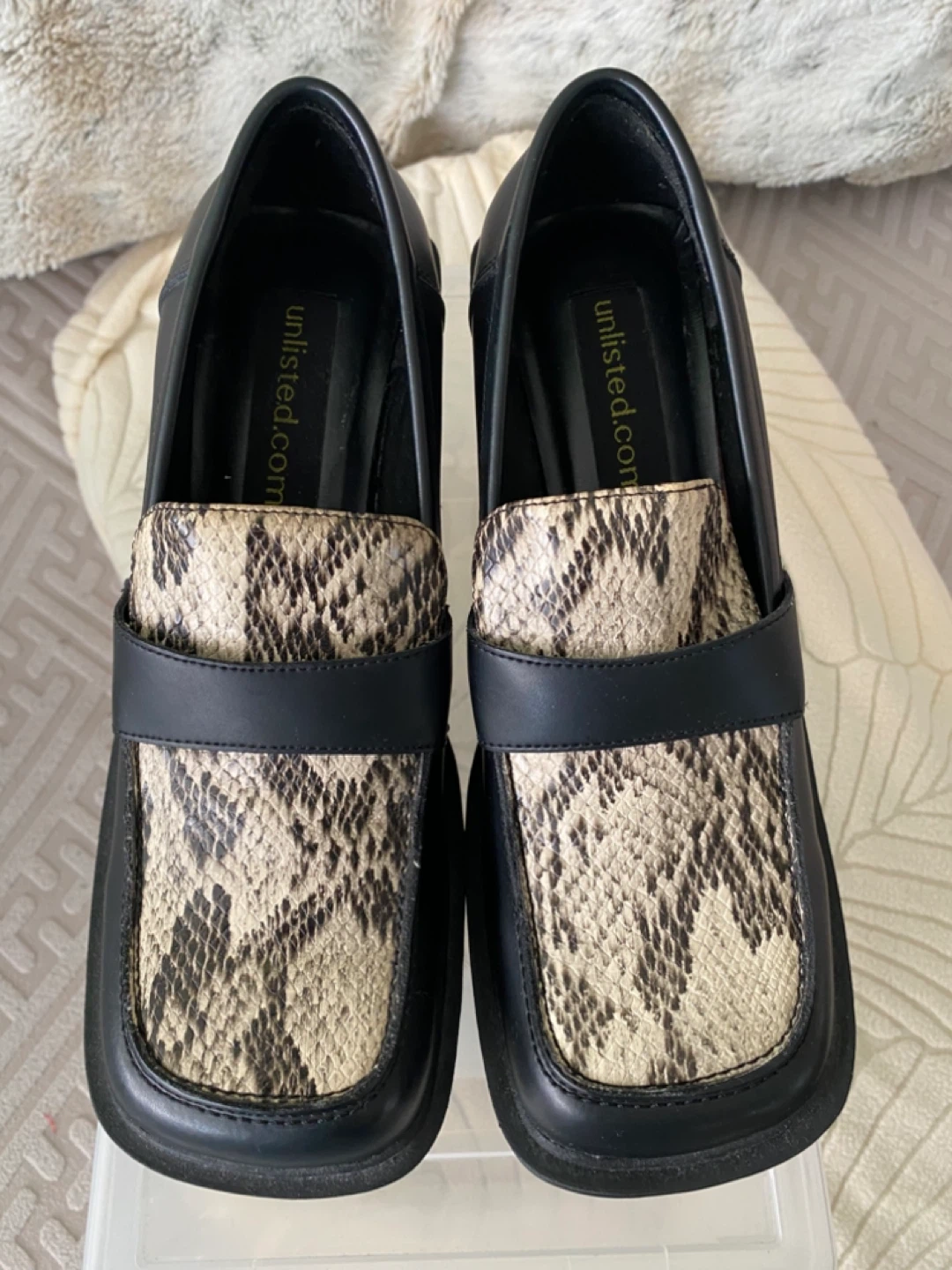 Unlisted.com Black Snake Print Loafers