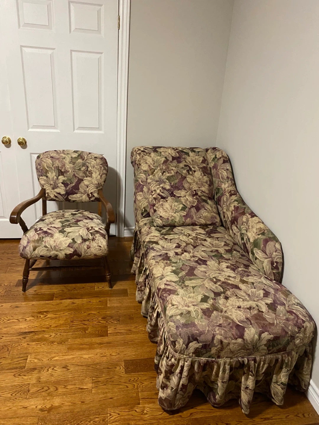 Floral Chaise Lounge and Accent Chair Set