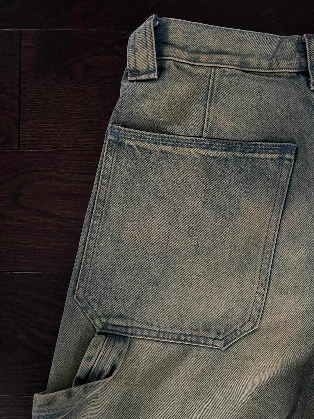 Distressed Y2K Vintage Wash Baggy Denim - Faded Green/Brown - photo 3