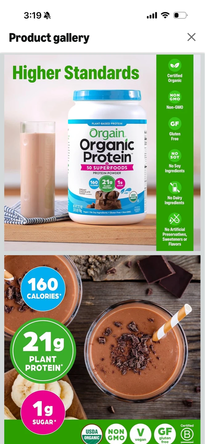 Orgain Organic Protein Powder - Creamy Chocolate Fudge - photo 3