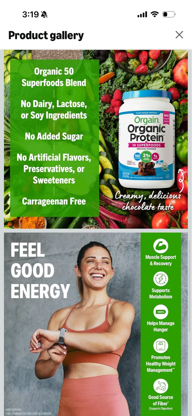 Orgain Organic Protein Powder - Creamy Chocolate Fudge - photo 2