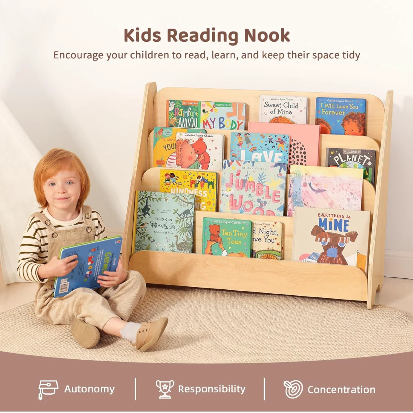 Wooden Kids Bookshelf