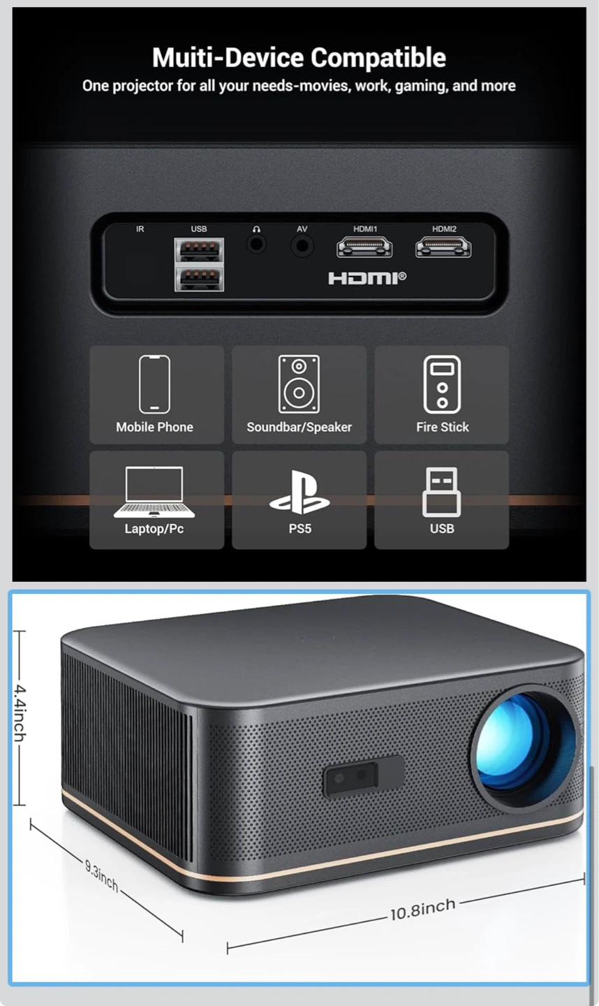 HAPPRUN 2000 ANSI 4K Projector with WiFi and Bluetooth - photo 3