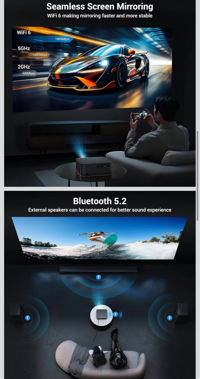 HAPPRUN 2000 ANSI 4K Projector with WiFi and Bluetooth - photo 5