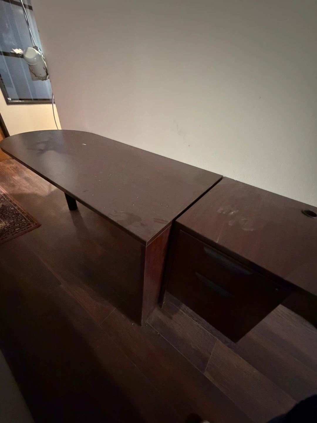 Dark Wood Executive Desk with Drawers