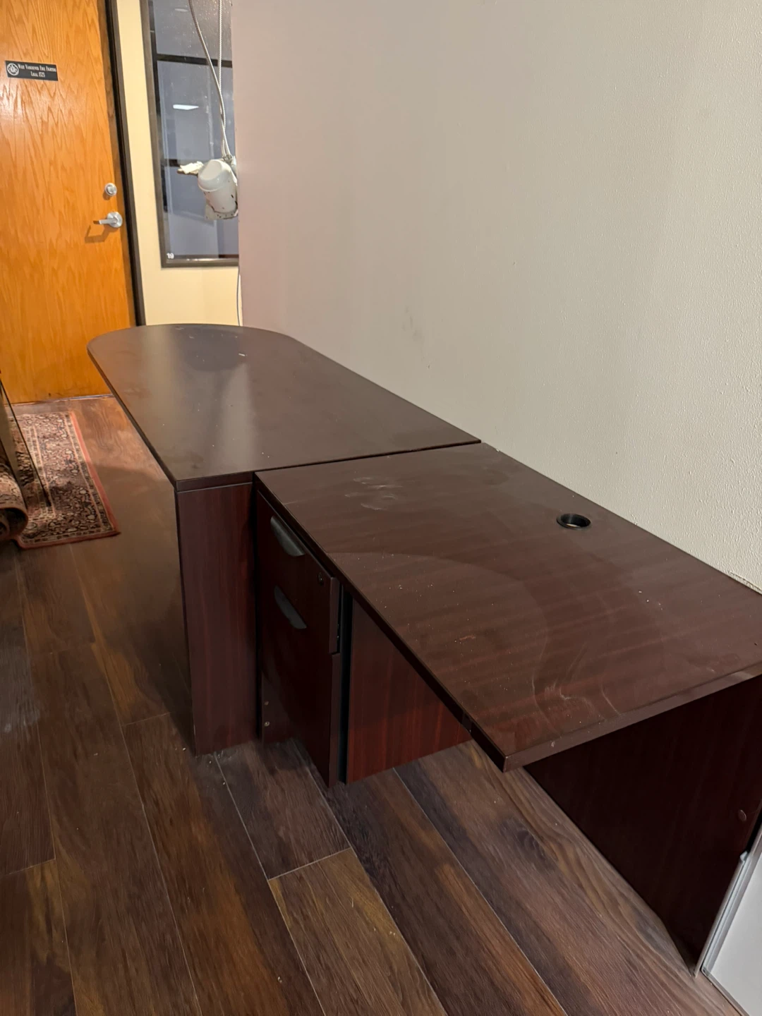 Dark Wood Executive Desk with Drawers - photo 2