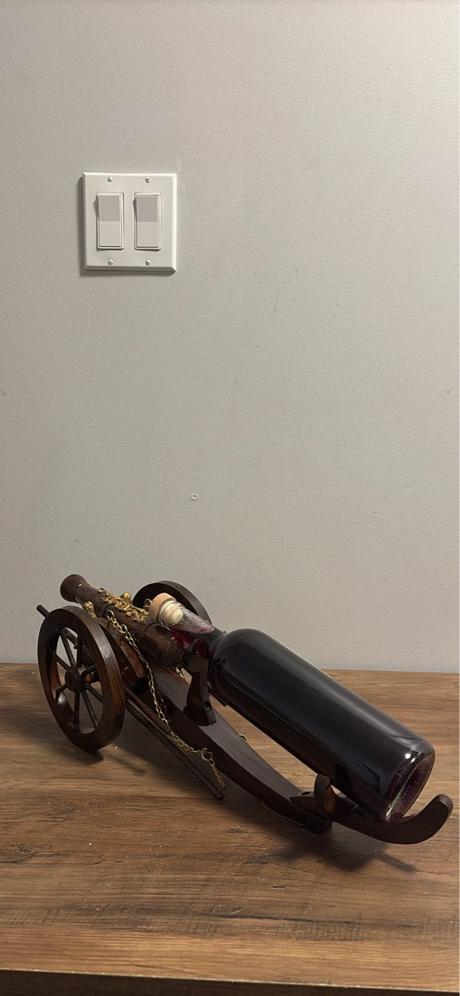 Vintage Wooden Cannon Wine Bottle Holder - photo 3