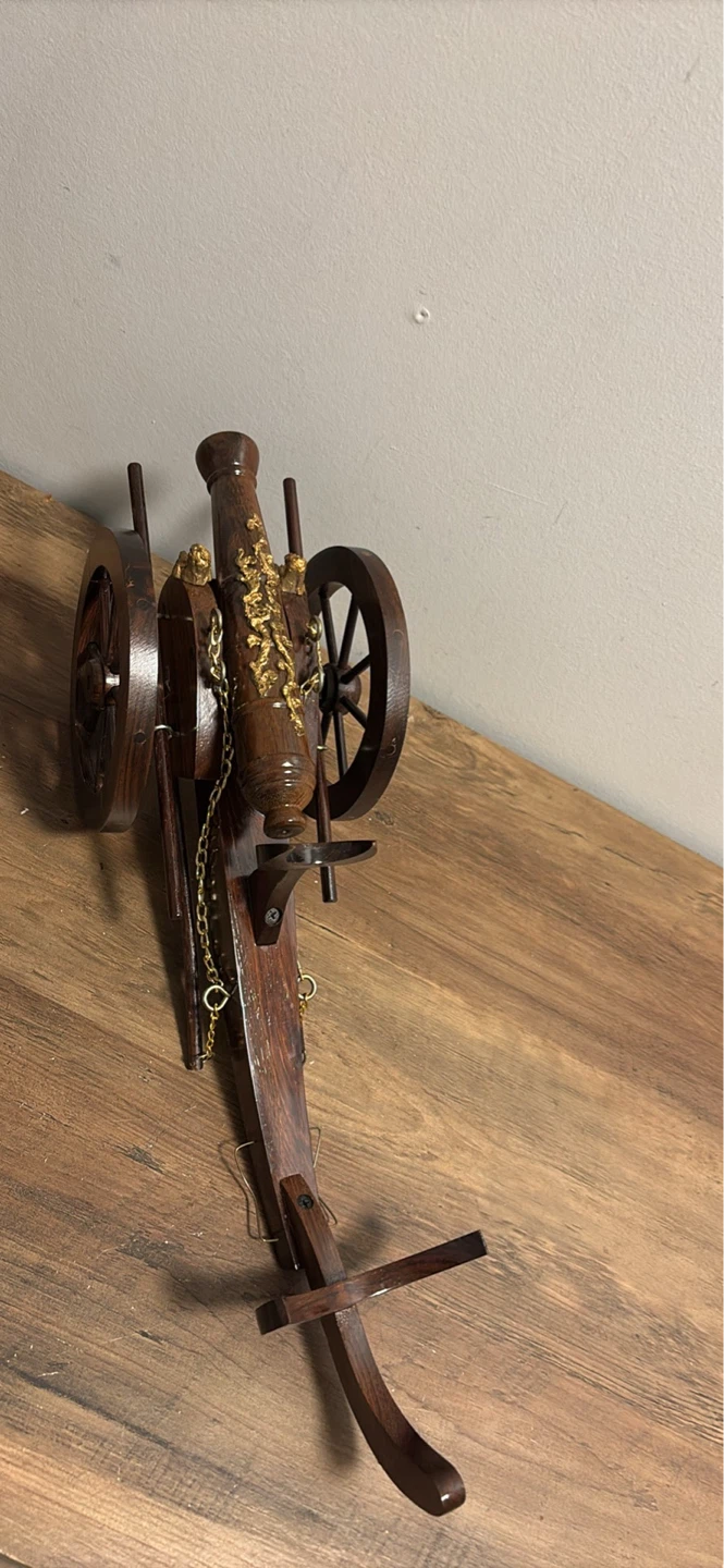 Vintage Wooden Cannon Wine Bottle Holder - photo 5