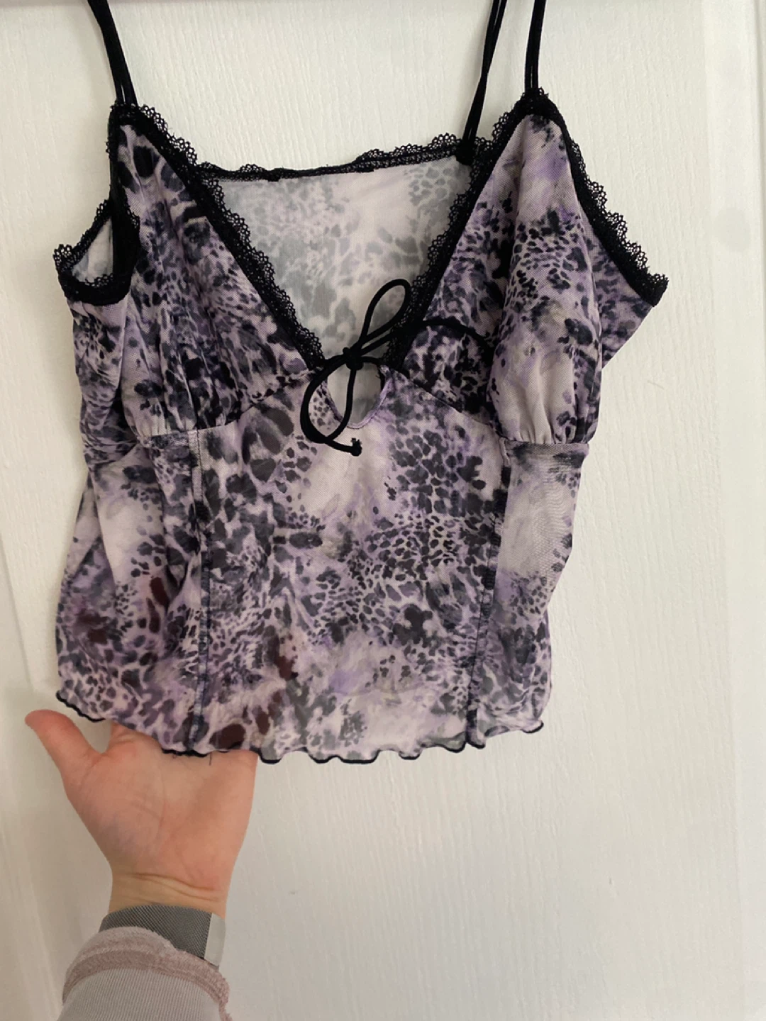 Purple & Black Leopard Print Mesh Cami Top - photo 2