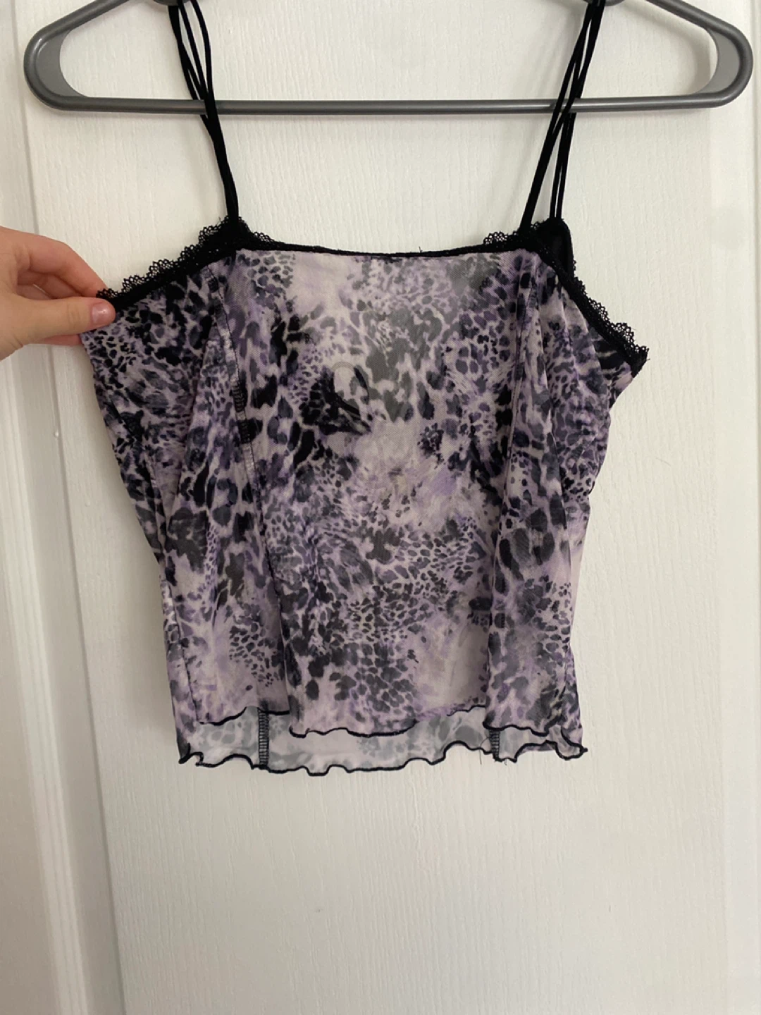 Purple & Black Leopard Print Mesh Cami Top - photo 3