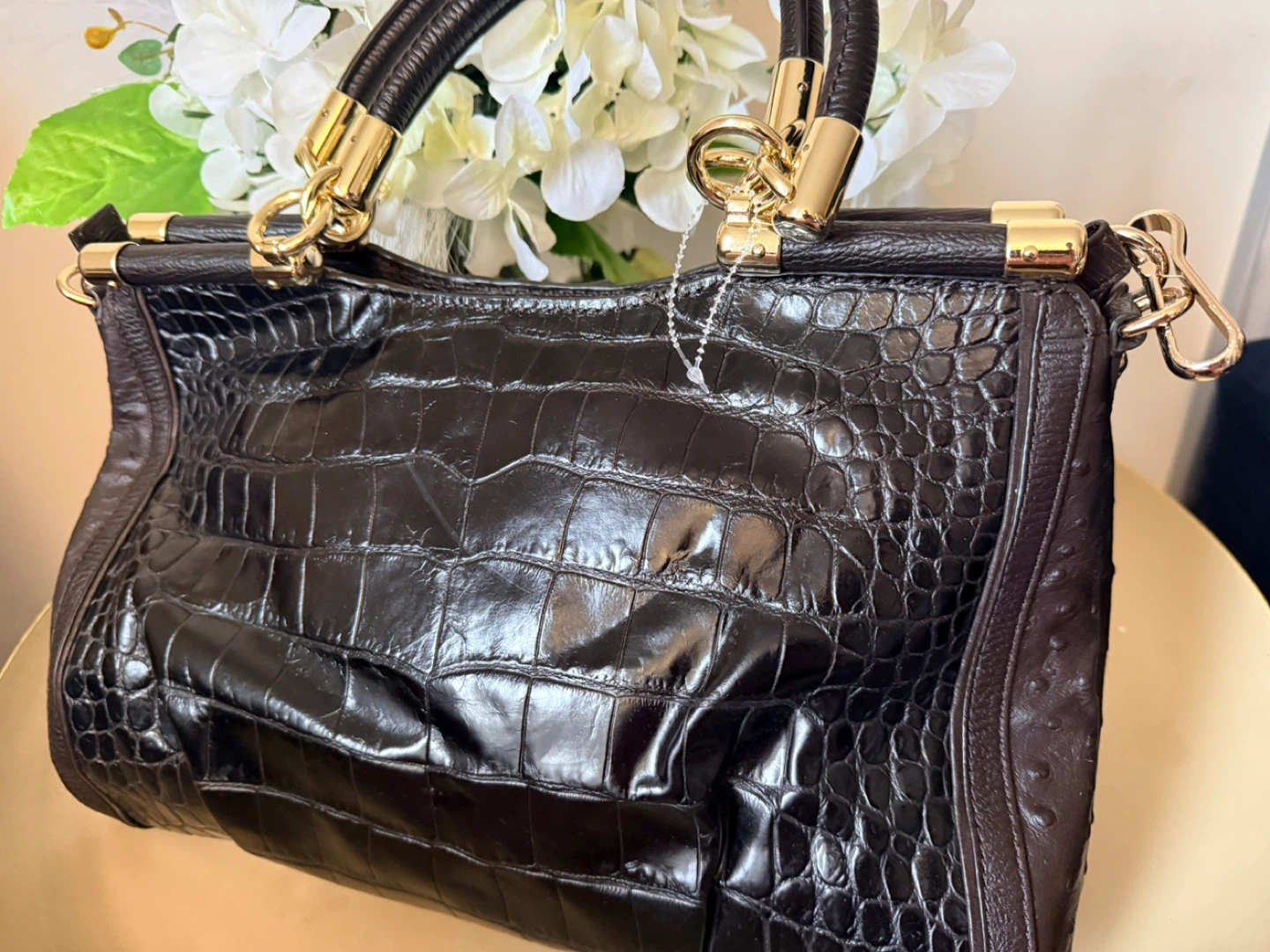 Coach Brown Crocodile Embossed Leather Satchel Handbag - photo 3