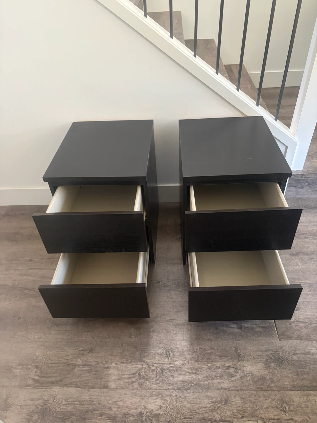 pair of IKEA nightstands black brown - photo 2