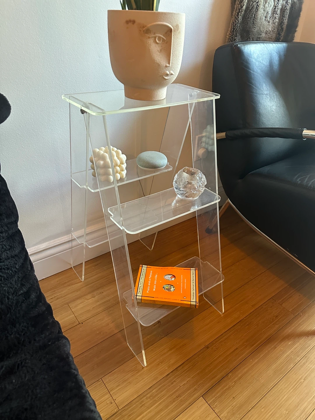 VINTAGE MCM CLEAR ACRYLIC LUCITE STEP LADDER ACCENT TABLE SHELF - photo 5
